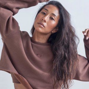 Kelia x ROXY - Long sleeve crop sweater cocoa brown